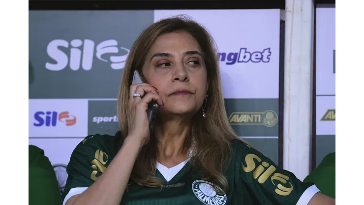 leila pereira presidente do Palmeiras durante partida contra o Bragantino no estadio Arena Allianz Parque pelo campeonato Paulista 2025. Foto: Ettore Chiereguini/AGIF