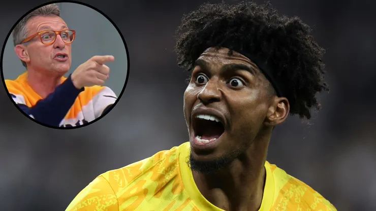 Craque Neto exaltou mais uma atuação extraordinária de Hugo Souza na meta do Corinthians - Fotos: Alexandre Schneider/Getty Images e Reprodução/Band