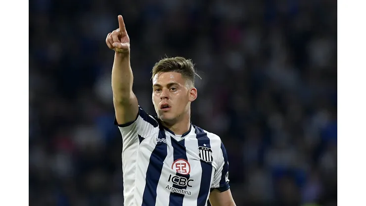 CORDOBA, ARGENTINA - JUNE 29: Federico Girotti Bonazza of Talleres gestures during a round of sixteen first leg match between Talleres and Colon as part of Copa CONMEBOL Libertadores 2022 at Mario Alberto Kempes Stadium on June 29, 2022 in Cordoba, Argentina. (Photo by Hernan Cortez/Getty Images)