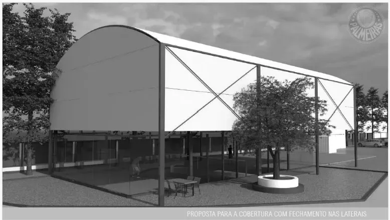 Projeto da cobertura da quadra de padel na Academia de Futebol do Palmeiras (Foto: Reprodução)