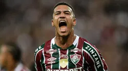 Kauã Elias jogador do Fluminense comemora seu gol durante partida contra o Grêmio no estádio Maracanã pelo campeonato Brasileiro A 2024