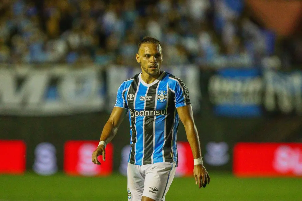 Braithwaite, do Grêmio, em partida contra o Brasil de Pelotas pelo Campeonato Gaúcho 2025. Foto: Volmer Perez / AGIF