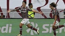 Germán Cano comemorando o gol da vitória. Foto: Mateus Bonomi/AGIF