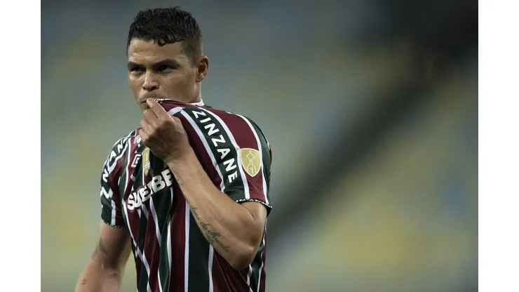 Thiago Silva jogador do Fluminense comemora classificação após partida contra o Grêmio no estádio Maracanã pelo campeonato Copa Libertadores 2024. Foto: Jorge Rodrigues/AGIF