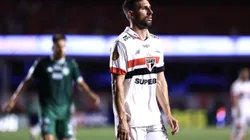 Calleri jogador do São Paulo durante partida contra o Guarani no estádio Morumbi pelo campeonato Paulista 2025. Foto: Marcello Zambrana/AGIF