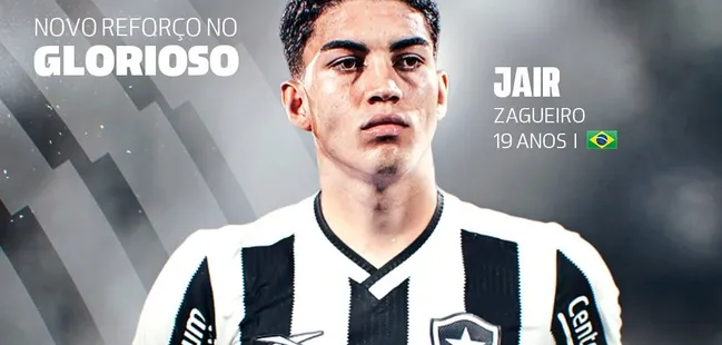 Agora é oficial, o jovem zagueiro reforça o Glorioso nesta nova temporada e promete surpreender. Foto: Divulgação/Botafogo