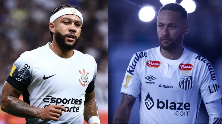 Memphis Depay e Neymar se enfrentarão em Corinthians x Santos pelo Campeonato Paulista 2025. FOTO: AGIF