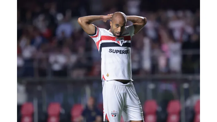 Lucas Moura jogador do São Paulo durante partida contra o Mirassol no estádio Morumbi pelo campeonato Paulista 2025. Foto: Marcello Zambrana/AGIF