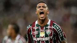 Kaua Elias jogador do Fluminense comemora seu gol durante partida contra o Gremio no estadio Maracana pelo campeonato Brasileiro A 2024. Foto: Thiago Ribeiro/AGIF