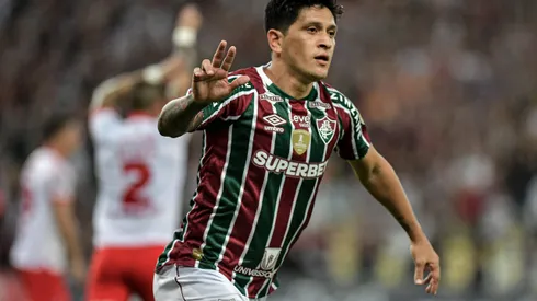 Germán Cano jogador do Fluminense comemora gol anulado durante partida contra o Cerro Porteño no estádio Maracanã pelo campeonato Copa Libertadores 2024.