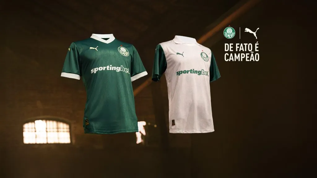 Palmeiras divulgou detalhes dos novos uniformes 1 e 2. Foto: Divulgação/Palmeiras