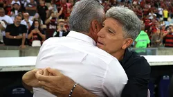 Tite e Renato Portaluppi durante partida entre Flamengo e Grêmio, pelo Brasileirão 2024. Foto: Buda Mendes