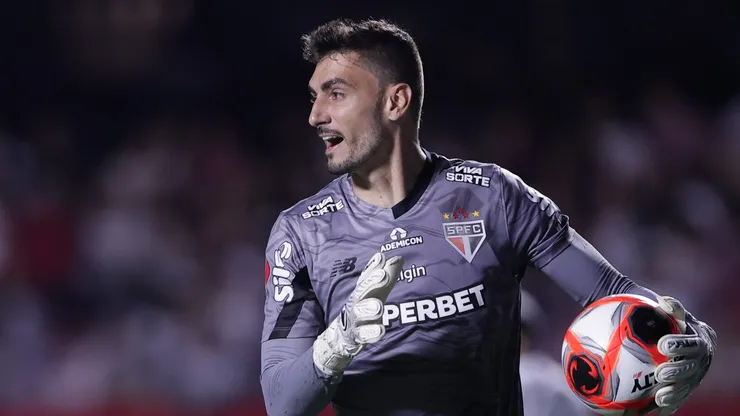 Rafael goleiro do São Paulo durante partida contra o Corinthians no estádio Morumbi pelo campeonato Paulista 2025. Foto: Ettore Chiereguini/AGIF