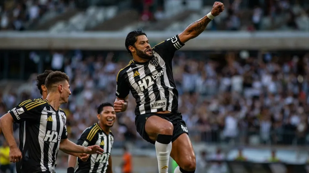 Hulk jogador do Atletico-MG comemora seu gol durante partida contra o Tombense no estadio Mineirao pelo campeonato Mineiro 2025. Foto: Fernando Moreno/AGIF