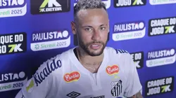 Neymar durante entrevista após a partida contra o Água Santa, na Vila Belmiro, pelo Paulistão.