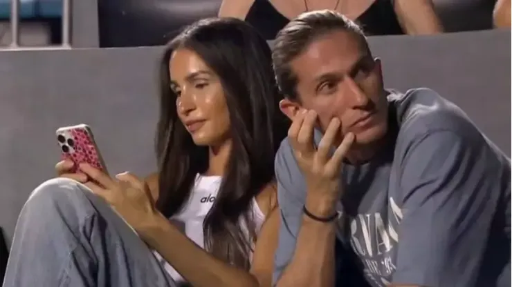 Filipe Luís assiste ao Rio Open em folga do Flamengo. Foto: Reprodução / SporTV