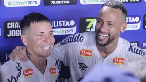 Neymar e Soteldo após partida do Campeonato Paulista/ Foto: Reinaldo Campos/AGIF