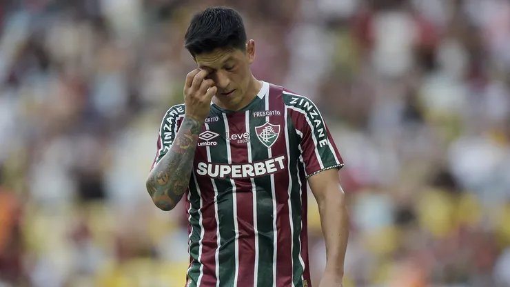 German Cano jogador do Fluminense lamenta durante partida contra o Flamengo no estádio Maracanã pelo campeonato Carioca 2025.