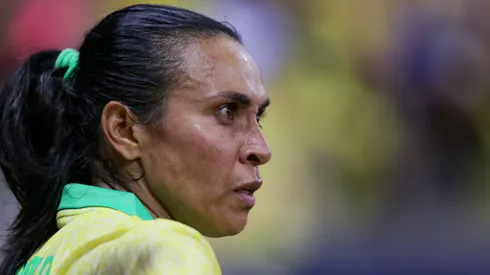 Marta jogadora do Brasil durante a partida de futebol feminino contra a Jamaica na Arena de Pernambuco neste sábado (1), válida como amistoso de preparação para os jogos olímpicos de Paris 2024.