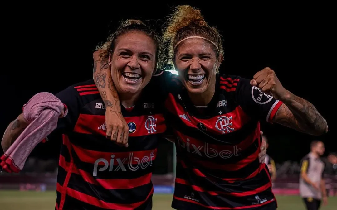 Glaucia e Cristiane dupla de craques do Flamengo que brilharam no Campeonato Carioca 2024. Foto: Adriano Fontes/CRF
