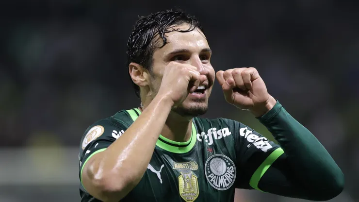 Veiga comemora gol do Palmeiras contra o Corinthians. Foto: Marcello Zambrana/AGIF