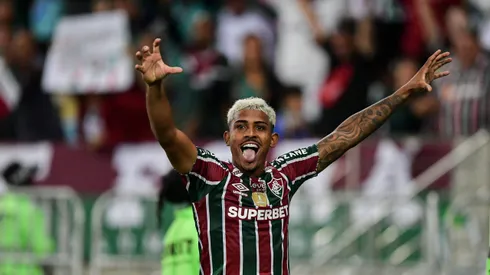 John Kennedy jogador do Fluminense comemora seu gol durante partida contra o Alianza Lima no estadio Maracana pelo campeonato Copa Libertadores 2024. Foto: Thiago Ribeiro/AGIF