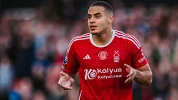 Murillo, ex-Corinthians, em ação pelo Nottingham Forest, da Inglaterra. Foto: Divulgação / Nottingham Forest