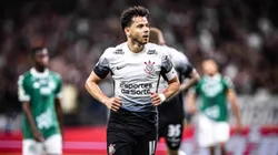 Angel Romero, jogador do Corinthians comemora seu gol durante partida contra o Guarani no estadio Arena Corinthians pelo campeonato Paulista 2025. Leonardo Lima/AGIF.