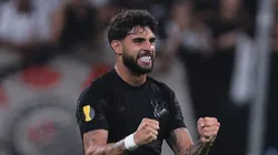 Yuri Alberto comemorando gol durante partida entre Corinthians e Santos, na Neo Química Arena, pelo Campeonato Paulista.