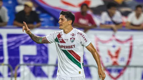 German Cano, jogador do Fluminense comemora seu gol durante partida contra o Aguia de Maraba no estadio Mangueirao pelo campeonato Copa Do Brasil 2025. Foto: Fernando Torres/AGIF