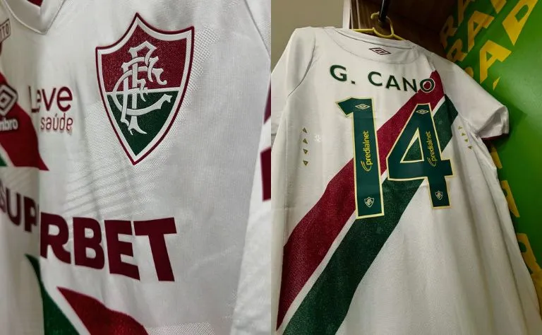 Novo patrocinador, Predialnet fechou acordo de 1 ano para a temporada 2025 e estampa os números das camisas de jogo do time. Foto: Divulgação/Fluminense