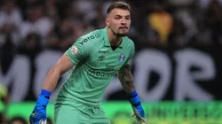 Gabriel Grando, goleiro do Grêmio durante partida contra o Corinthians no estadio Arena Corinthians pelo campeonato Brasileiro A 2023. Foto: Ettore Chiereguini/AGIF