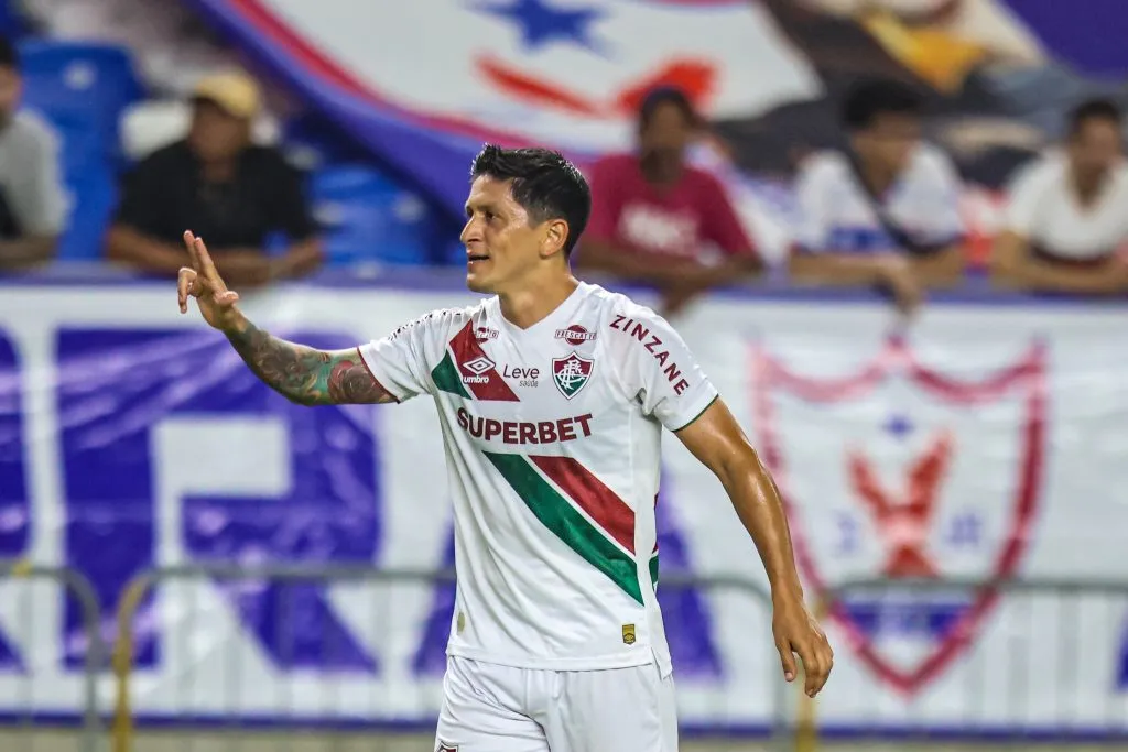 PA – BELEM – 26/02/2025 – COPA DO BRASIL 2025, AGUIA DE MARABA X FLUMINENSE – German Cano jogador do Fluminense comemora seu gol durante partida contra o Aguia de Maraba no estadio Mangueirao pelo campeonato Copa Do Brasil 2025. Foto: Fernando Torres/AGIF