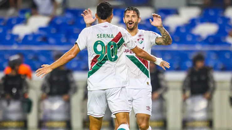 Serna jogador do Fluminense comemora seu gol durante partida contra o Águia de Marabá no estádio Mangueirão pelo campeonato Copa Do Brasil 2025.