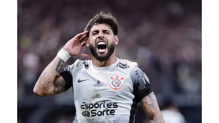 SP - SAO PAULO - 26/02/2025 - COPA LIBERTADORES 2025, CORINTHIANS X UNIVERSIDAD CENTRAL - Yuri Alberto jogador do Corinthians comemora seu gol durante partida contra o Universidad Central no estadio Arena Corinthians pelo campeonato Copa Libertadores 2025. Foto: Marcello Zambrana/AGIF
