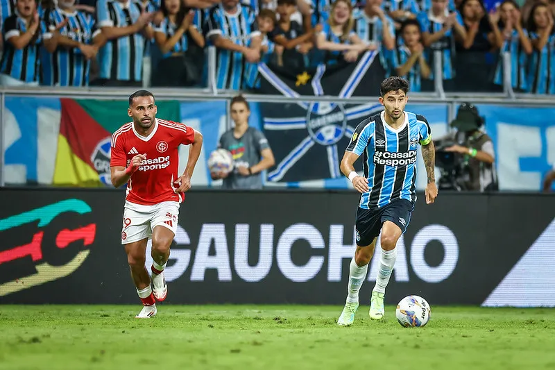 Dupla Gre-Nal está na briga pelo título do Campeonato Gaúcho. Foto: Lucas Uebel/Grêmio FBPA