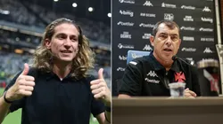 Filipe Luís, treinador do Flamengo, e Fábio Carille, comandante do Vasco. Fotos: Gilvan de Souza/Flamengo e Matheus Lima/Vasco.