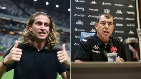 Filipe Luís, treinador do Flamengo, e Fábio Carille, comandante do Vasco. Fotos: Gilvan de Souza/Flamengo e Matheus Lima/Vasco.