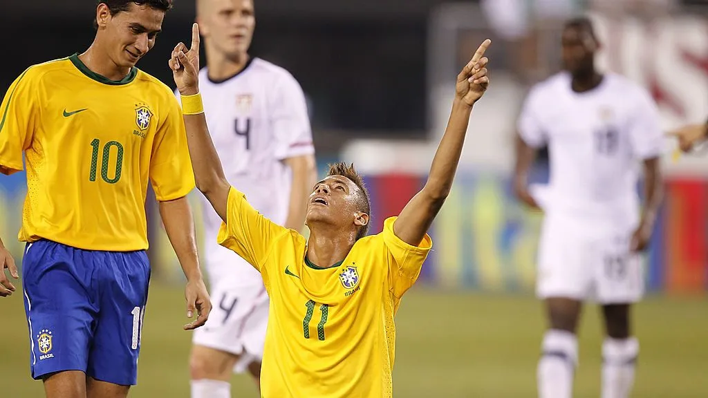 Neymar e Ganso na Seleção Brasileira. Foto: Jeff Zelevansky/Getty Images