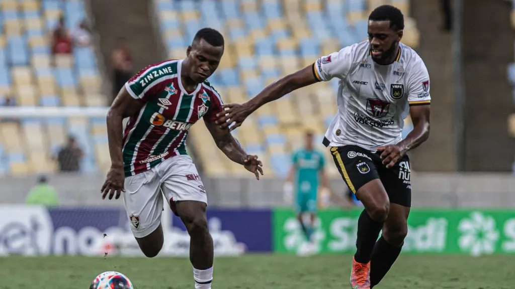 Arias em ação na goleada do Fluminense por 7 a 0 diante do Volta Redonda, pelo Cariocão de 2023. Foto: Foto: Marcelo Gonçalves/FFC.