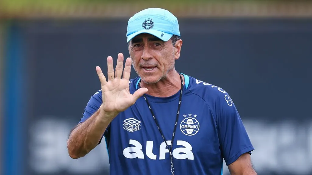 Gustavo Quinteros durante treinamento. Foto: Lucas Uebel/Grêmio FBPA