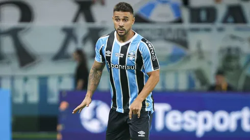 João Pedro jogador do Grêmio durante partida contra o Caxias no estádio Arena do Grêmio pelo campeonato Gaúcho 2025.