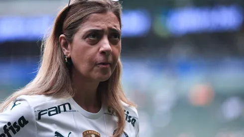 Leila Pereira presidente do Palmeiras durante chegada da equipe para partida contra o São Paulo no estádio Arena Allianz Parque pelo campeonato Paulista 2023. Foto: Ettore Chiereguini/AGIF