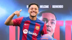 Vitor Roque na apresentação pelo Barcelona. Photo by David Ramos/Getty Images