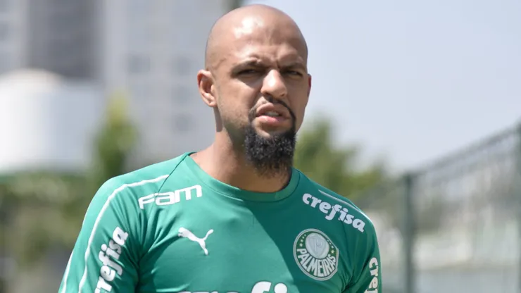 Felipe Melo em treinamento quando defendia o Alviverde.