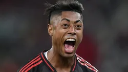 Bruno Henrique comemorando gol durante partida entre Vasco e Flamengo, no Estádio Nilton Santos, pela semifinal do Campeonato Carioca.
