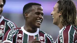 Canobbio jogador do Fluminense comemora seu gol com Jhon Arias - Foto: Jorge Rodrigues/AGIF