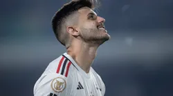 Lucas Beraldo, ex-jogador do São Paulo, durante partida contra o Goias no estadio Serrinha pelo campeonato Brasileiro A 2023. Foto: Heber Gomes/AGIF
