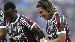 Canobbio e Arias comemorando pelo Fluminense contra o Volta Redonda - Foto: Jorge Rodrigues/AGIF