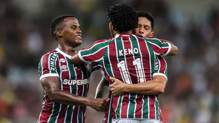 Jogadores do Fluminense comemoram mais um gol sobre o Volta Redonda. Foto: Marcelo Gonçalves/Fluminense.